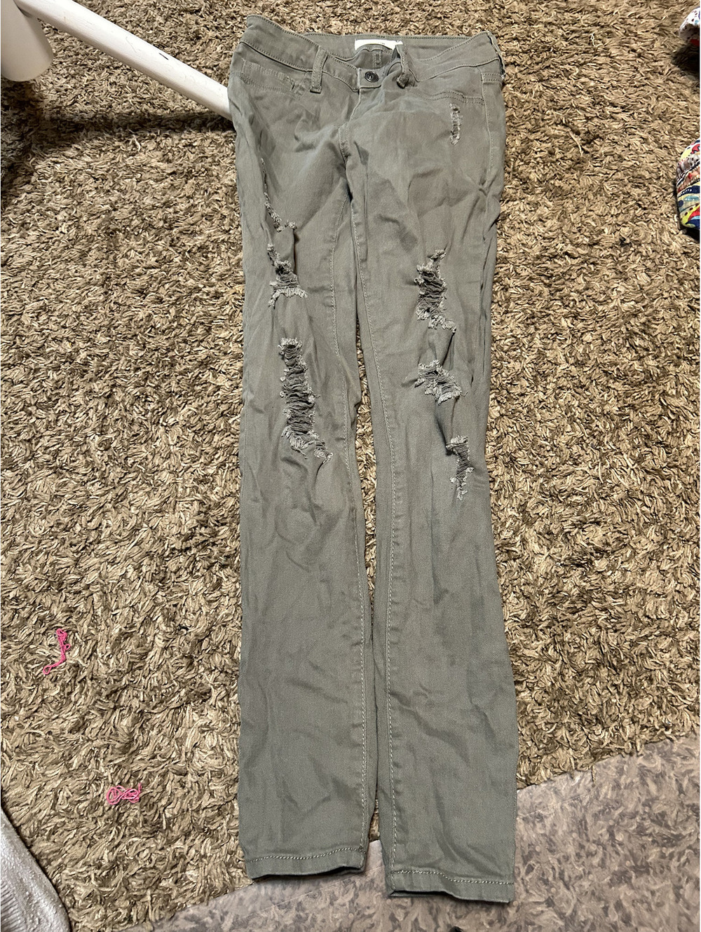 Oello Jeans Size 3 Distressed Olive Green Skinny Jeans